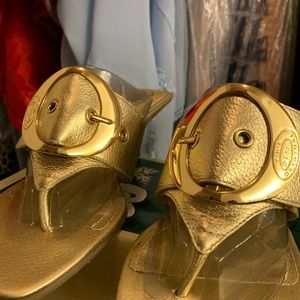 Dr Scholl gold sandals size 10